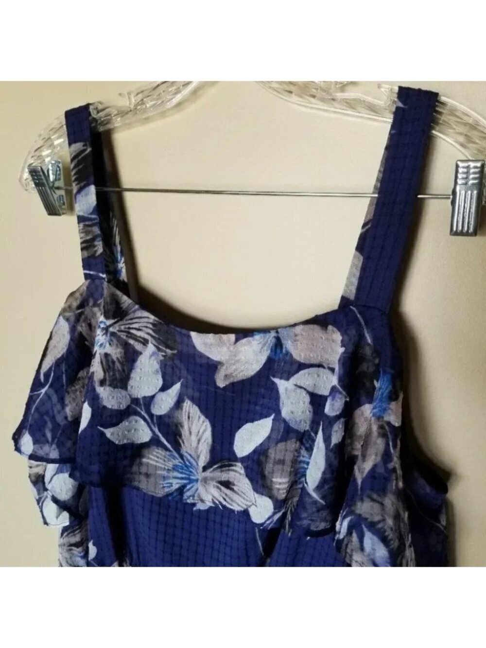 Eliza J Blue Floral Ruffle Midi Dress 14 - Picture 14 of 15